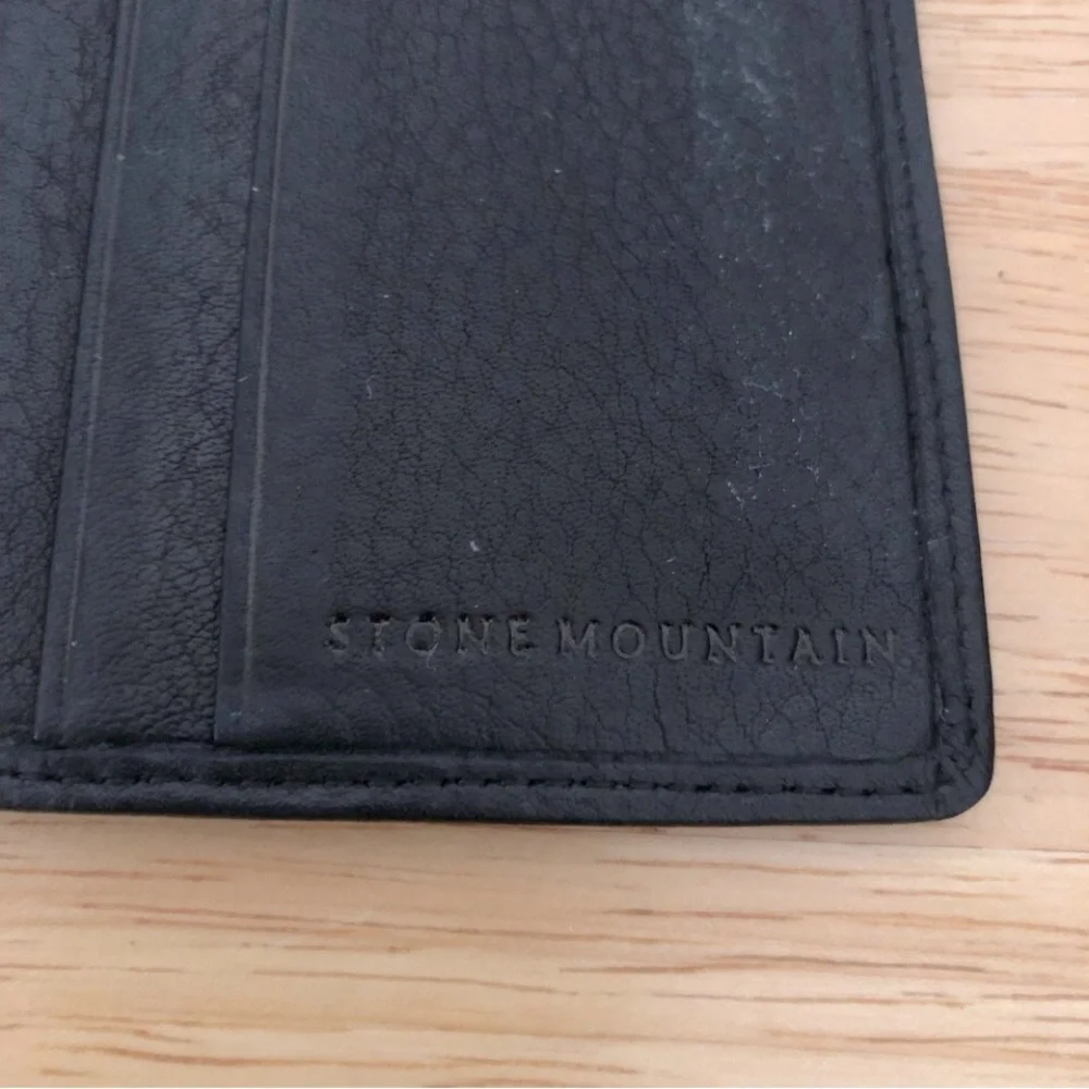 Stone Mountain wallet leather billfold L shape trifold card holder black crackle